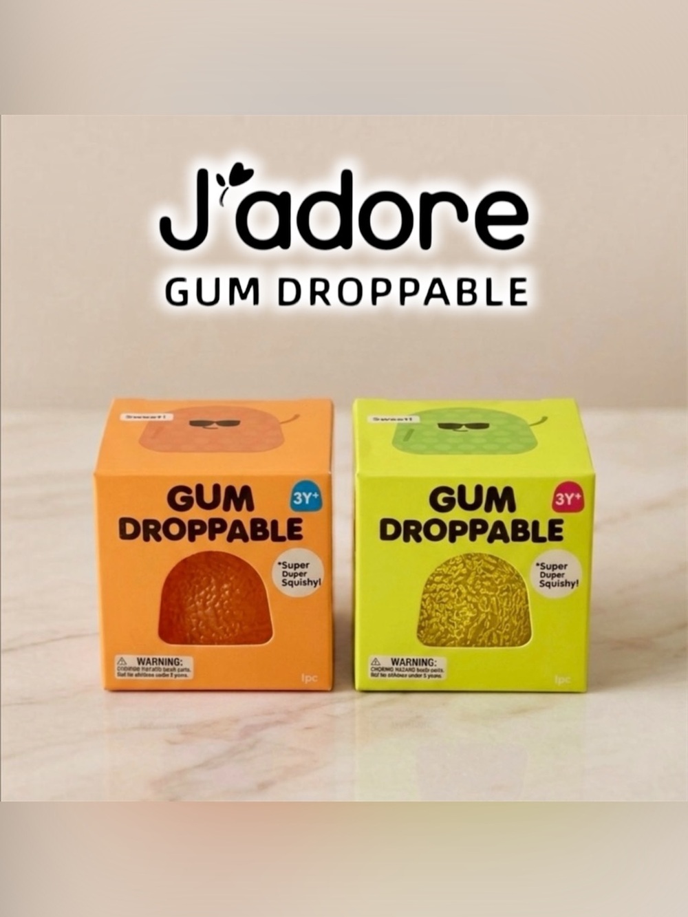 SET OF 2 | NEW J'adore Gum Droppable Squishes | Orange & Green/Yellow | NeeDoh